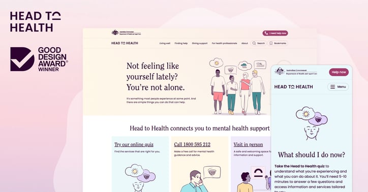 Screen capture of the Head to Health platform